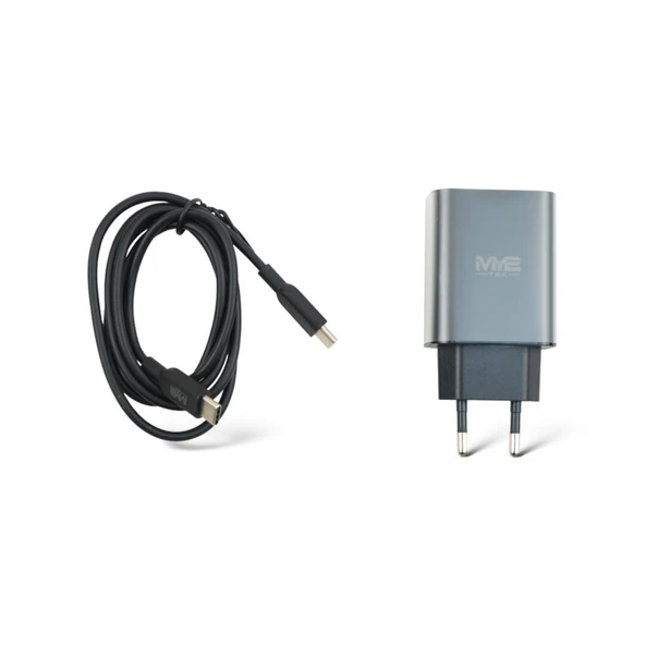 MY2 Tec 2'si 1 arada şarj seti IPhone 15 Samsung Huawei Xiaomi Oneplus USB-C için şarj kablosu siyah 25W 3A 100cm - 4