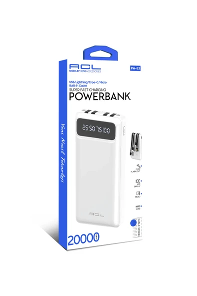 Acl PD, 2 LED Işık Lcd Gösterge Dahili USB, Lightning Type-C, Mikro PW-82