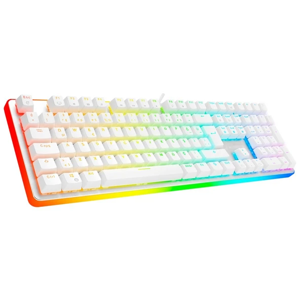 GameBooster G918 Fire Storm RGB Blue Switch Kablolu Mekanik Oyuncu Klavyesi Beyaz