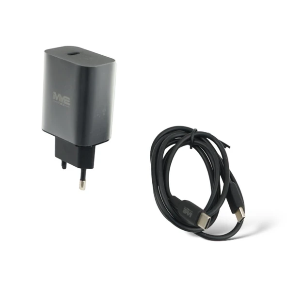 MY2 Tec 2'si 1 arada şarj seti IPhone 15 Samsung Huawei Xiaomi Oneplus USB-C için şarj kablosu siyah 25W 3A 100cm - 2