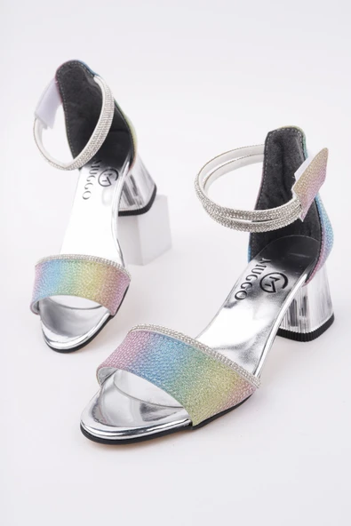 Muggo NOŞA Bilekten Bağlamalı Simli Kız Çocuk Kısa Topuklu Ayakkabı - 8