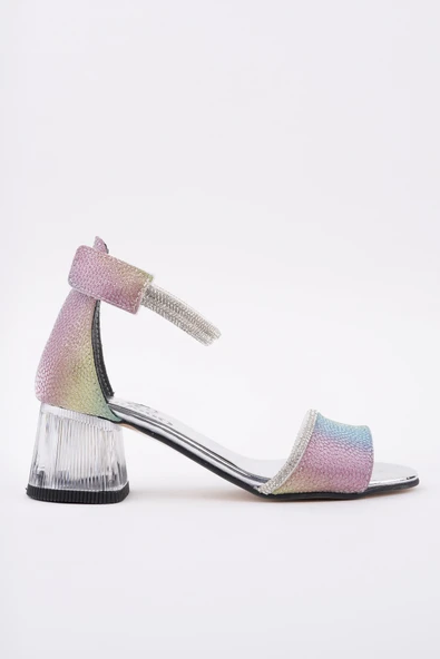 Muggo NOŞA Bilekten Bağlamalı Simli Kız Çocuk Kısa Topuklu Ayakkabı - 5