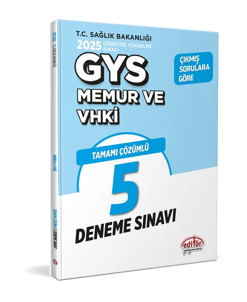 Editör Yayınevi 2025 T.C. Sağlık Bakanlığı Memur VHKİ Tamamı Çözümlü 5 Deneme Sınavı