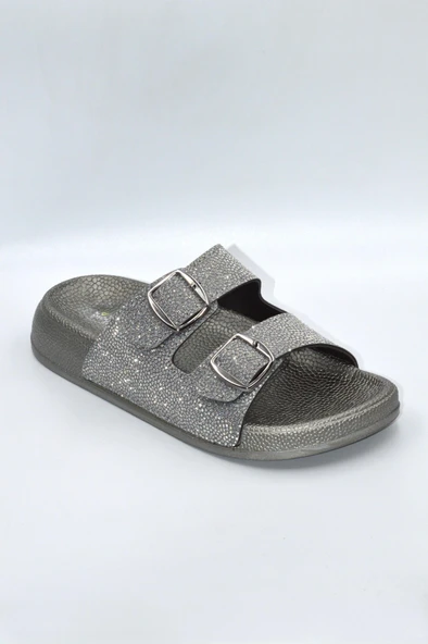 Füme Simli Kadın Çift Toka Günlük Terlik - 2