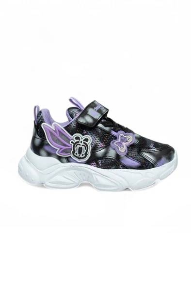 Alessio 034-25 Simli Kelebek Kız Çocuk Sneaker Lila Siyah Beyaz 26-30 - 2
