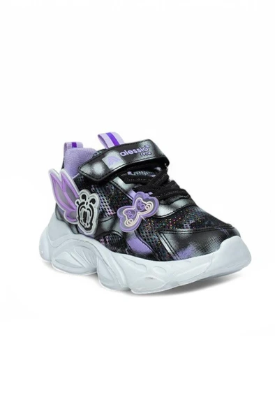 Alessio 034-25 Simli Kelebek Kız Çocuk Sneaker Lila Siyah Beyaz 31-35