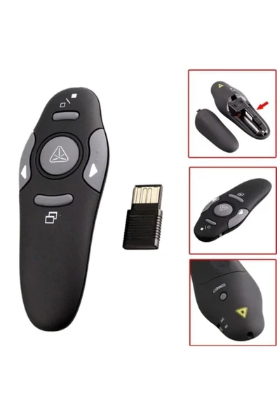 Kablosuz Lazer Sunum Kalemi , Sunum Kumandası , Lazer Powerpoint Atlatıcı 15 Metre Çekim - A13 - 2