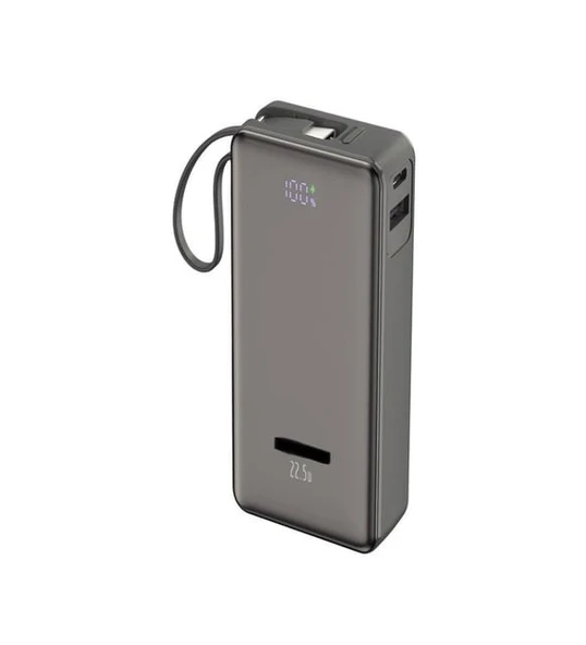 Acl 22.5W Hızlı Şarjlı 10.000 mAh Dahili USB-C Kablolu Powerbank PW-109 - Resim 2