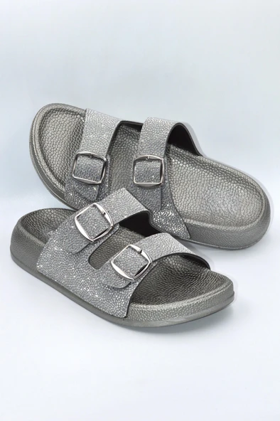 Füme Simli Kadın Çift Toka Günlük Terlik - 4