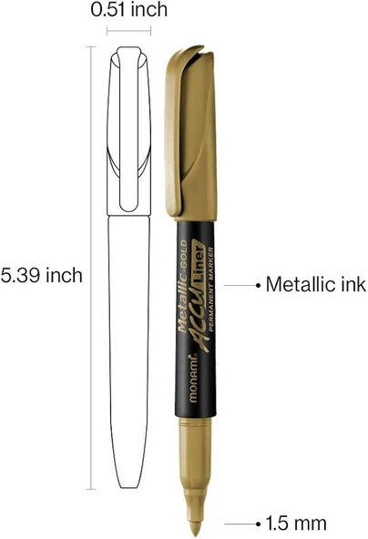 Monami Acculiner Altın Permanent Marker 1,5 MM Uç 1 Adet