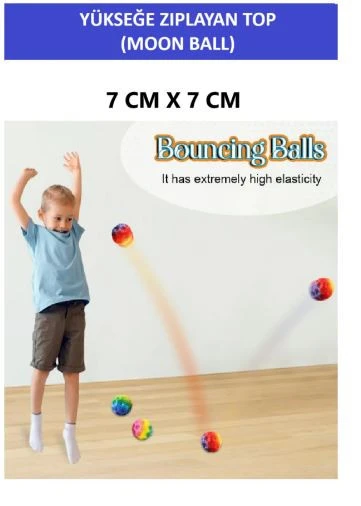 MOON BALL (YÜKSEĞE ZIPLAYAN TOP) - 7 CM - SÜPER EĞLENCELİ UZAY TOPU-DESENLİ - SPACE BALL BOUNCY BALL - 3