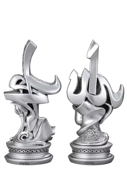 ZARİF SÜLÜS BOYTU ORTA BOY GÜMÜŞ RENK BİBLO - 4