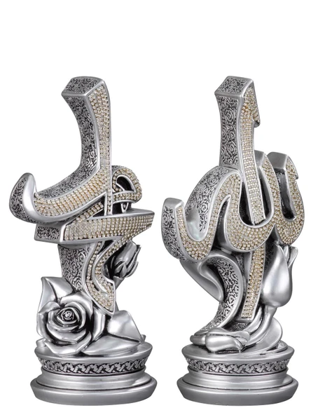 ZARİF SÜLÜS BOYTU ORTA BOY GÜMÜŞ RENK BİBLO - 2