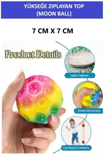 MOON BALL (YÜKSEĞE ZIPLAYAN TOP) - 7 CM - SÜPER EĞLENCELİ UZAY TOPU-DESENLİ - SPACE BALL BOUNCY BALL - 2