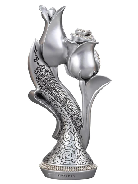 LALE GÜL BOYTU KÜÇÜK BOY GÜMÜŞ RENK BİBLO - 4