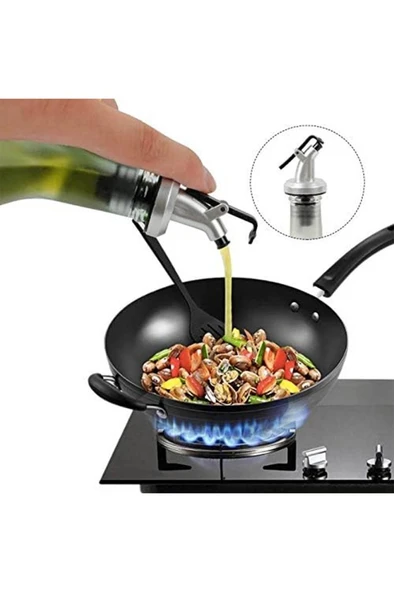 4 Adet Damlatmaz Yağdanlıklık Sirkelik Şişe Ucu Kapağı Tıpası Gri Siyah - 3