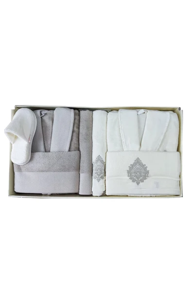 Özdilek Majestic Aile Bornoz Seti Krem Bej - Resim 2