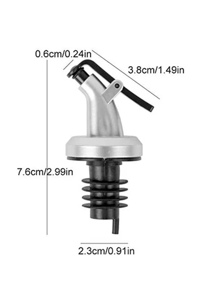 4 Adet Damlatmaz Yağdanlıklık Sirkelik Şişe Ucu Kapağı Tıpası Gri Siyah - 5