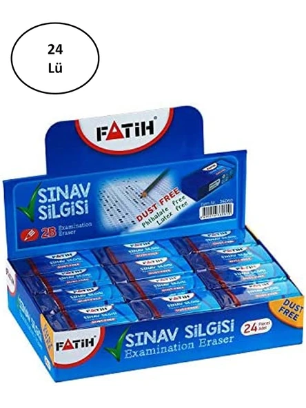 Fatih Mavi Dust Free Sınav Silgisi 24'Lü Kutu - 2