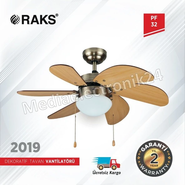 RAKS PF 32  AÇIK KAHVERENGİ Tavan Vantilatörü
