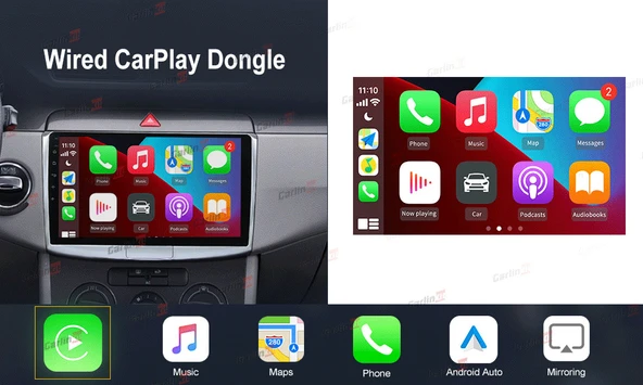 Monozone Carlinkit Multimedya Carplay Dönüştürücü CarPlay & Android Auto Apple-Android Head Unit - 3