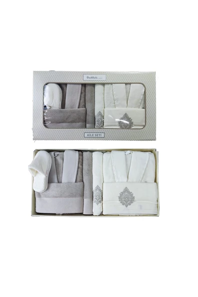 Özdilek Majestic Aile Bornoz Seti Krem Bej ürün görseli