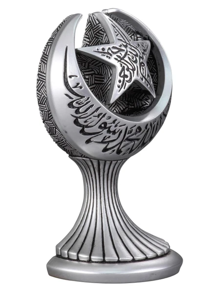 AY YILDIZ BOYTU ORTA BOY GÜMÜŞ RENK BİBLO - 3