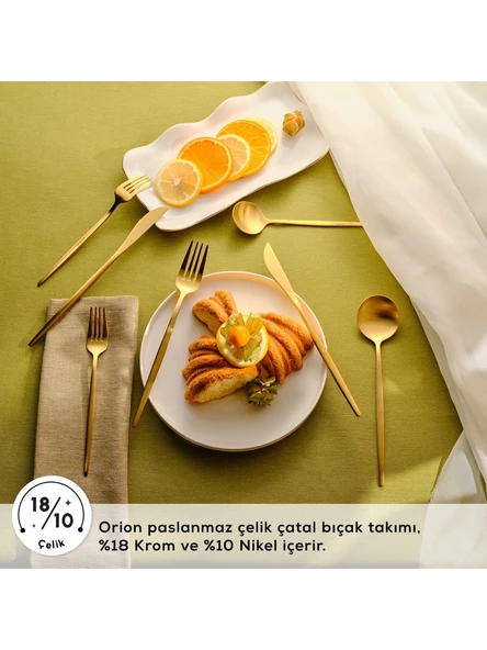 Karaca Orion Mat 12 Kişilik 60 Parça Çatal Kaşık Bıçak Takımı Gold Gold - 4