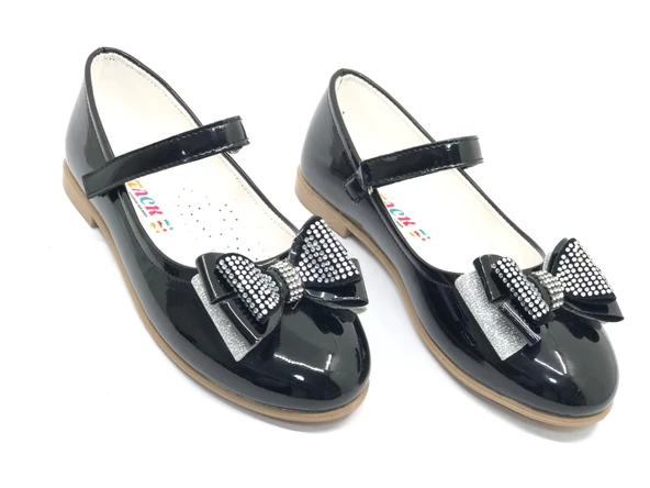 İremsu Kurdela Taş Detaylı Cırtlı Kız Çocuk Babet Ayakkabı - Resim 3