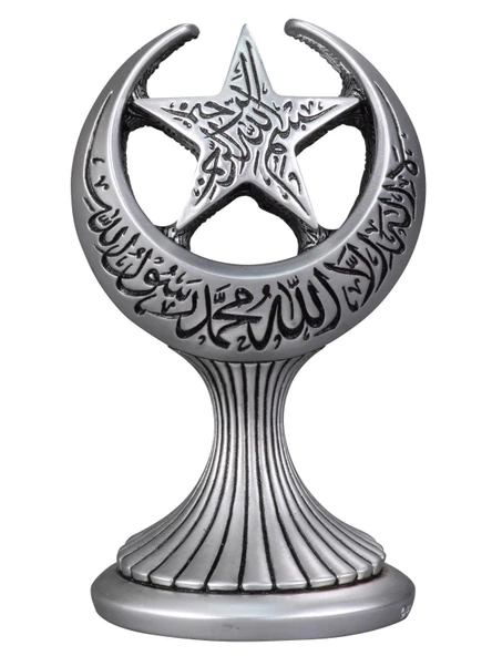 AY YILDIZ BOYTU ORTA BOY GÜMÜŞ RENK BİBLO - 2