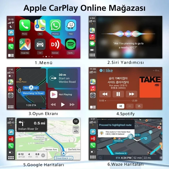 Monozone Carlinkit Multimedya Carplay Dönüştürücü CarPlay & Android Auto Apple-Android Head Unit - 7