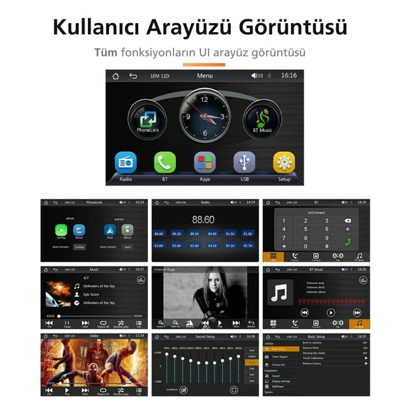 Monozone Carplay Apple-Android Auto Harici Ekran Tak Çalıştır Multimedya Kablosuz Oto Carplay 7inç - 9