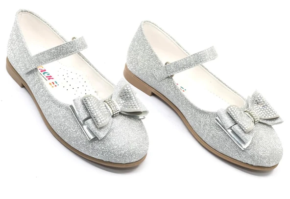 İremsu Kurdela Taş Detaylı Cırtlı Kız Çocuk Babet Ayakkabı - Resim 2