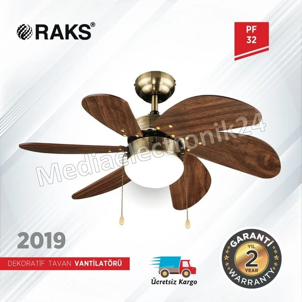 RAKS PF 32 KOYU KAHVERENGİ Tavan Vantilatörü ürün görseli