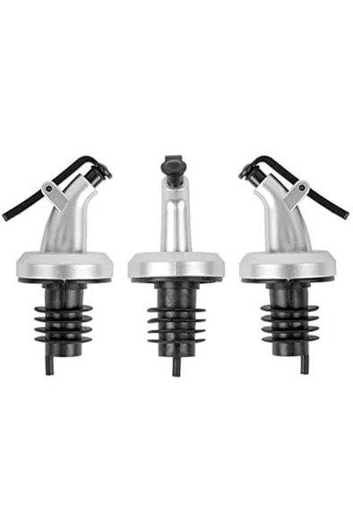 4 Adet Damlatmaz Yağdanlıklık Sirkelik Şişe Ucu Kapağı Tıpası Gri Siyah - 4