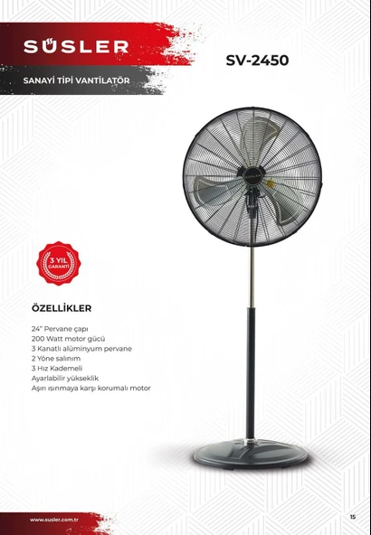 Süsler SV-2450 Sanayi Tipi Ayaklı Vantilatör - 2