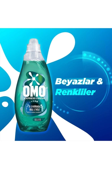 Omo Express Fresh Kötü Koku Karşıtı Beyaz Ve Renkliler Sıvı Çamaşır Deterjanı 1480 ml X2 - Resim 5