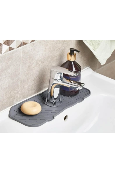 Silikon Su Tutucu Musluk Lavabo Sabunluk Sünger Matı Kaydırmaz - 5