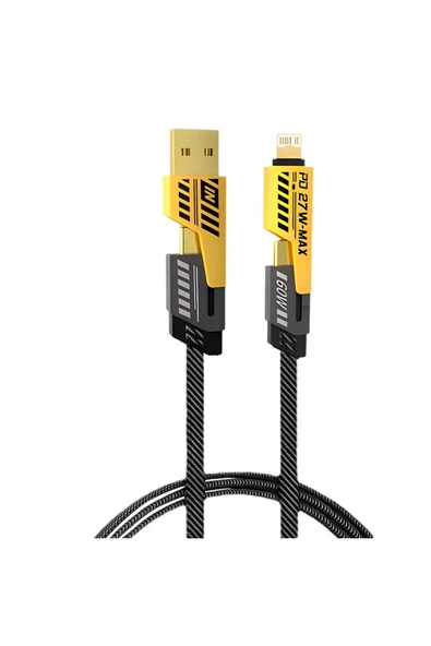 Cable fast Charger 65w 4 In 1 Naylon Örgülü Pd Hızlı Şarj Kablosu Iphone Android Uyumlu Kablo - 3
