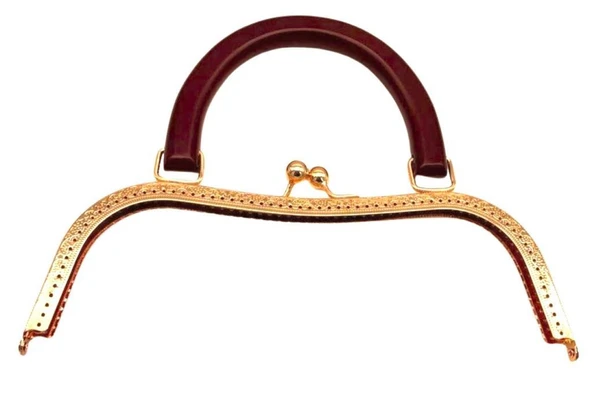 Angel Çanta Aksesuar 27 Cm Light Gold Renk Bordo Ahşap Tutmalı  Model  Çanta Klipsi, Çanta  Bursu