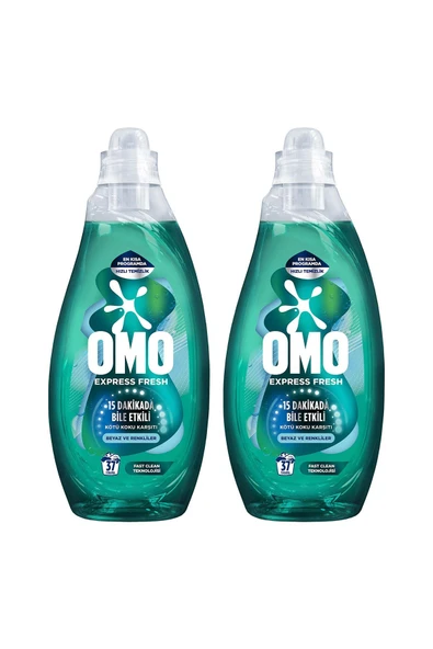 Omo Express Fresh Kötü Koku Karşıtı Beyaz Ve Renkliler Sıvı Çamaşır Deterjanı 1480 ml X2 - 2