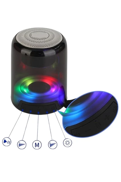 Acl 5.3V Bluetooth RGB Işıklı TF/U-DISK/Aux Destekli Bluetooth Hoparlör ACS-9 - 2