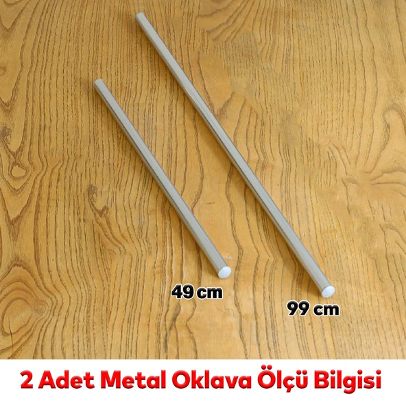 Alüminyum Metal Oklava 2'li Set 99-49 cm Börek Hamur Yufka Açma Silindir Yuvarlak Uzun Kısa Mutfak - 4