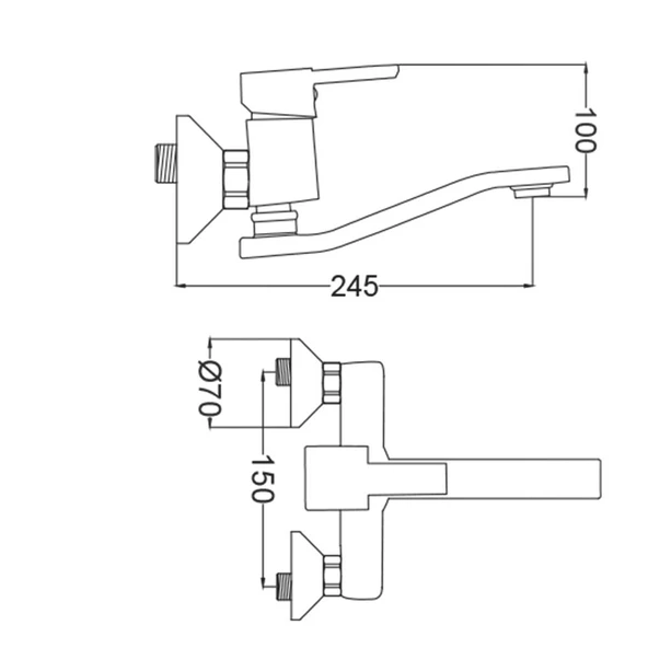 Gms Elit Mix Siyah Krom Kuğu Eviye Mutfak Bataryası EL245-SK - Resim 2