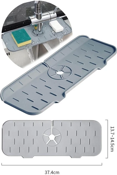 Silikon Su Tutucu Musluk Lavabo Sabunluk Sünger Matı Kaydırmaz - 4