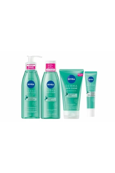NIVEA Derma Skin Clear Night Exfoliator-sivilceli Ciltler Cilt Bakım Seti 4 lü ürün