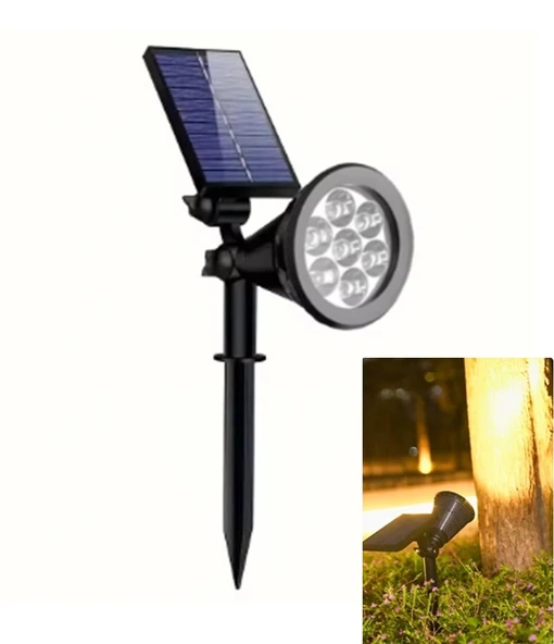 7w Solar Güneş Enerjili Kazıklı Çim & Bahçe Aydınlatma Armatürü SU Geçirmez - Fotoselli Günışığı Renk