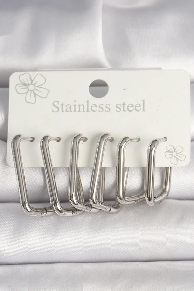 Gümüş Renk Kare Model Kadın Küpe Seti - EBJ250315W32075 ürün görseli