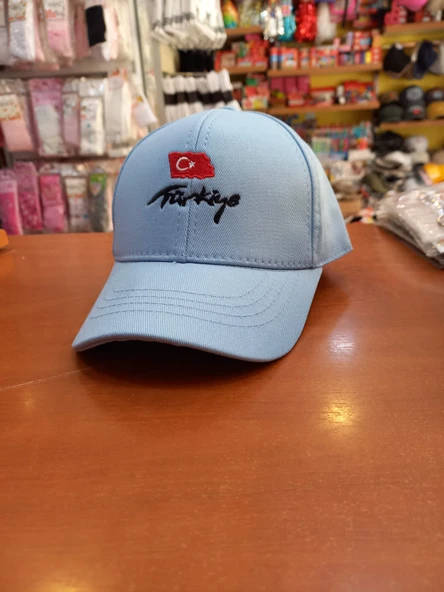 salarticaret Çocuk Bebe mavi renk Türkiye Nakışlı Şapka - 3