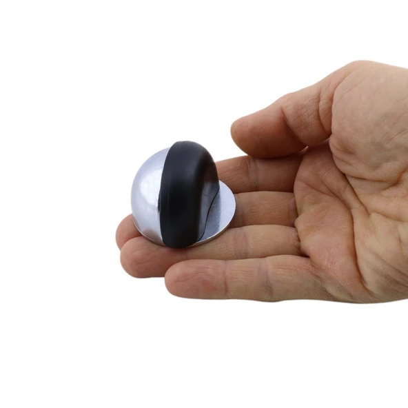 Yarımay Kapı Stoperi Tamponu Vidalı Metal Ağır Kapı Stopu Hızlı Durdurucu Tutucu Krom Gümüş 1 Adet - Resim 3